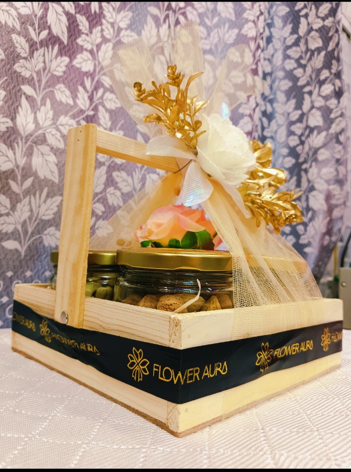 Golden Bloom Dry Fruit Hamper - Detail View